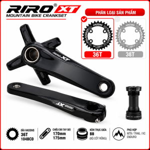 Đùi Giò Đĩa Xe Đạp MTB RIRO XT Hợp Kim Nhôm 104 BCD 170mm 36/38T Kèm BB 12 Tốc Độ Phụ Tùng Thay Thế Xe Đạp