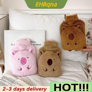 EHBqna 1000ML Cartoon Capybara Warm Bag PVC Thick Hot Water Bag Cute Plush Warm Water Warm Hand Treasure Winter Gift Girls