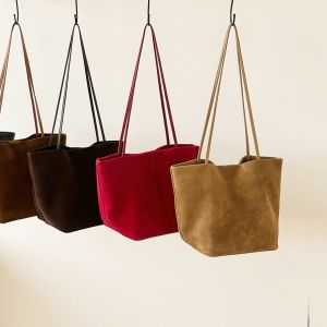 Frosted cowhide tote bag vegetable basket bag womens high-end minimalist lazy slack shoulder bag underarm bucket bag