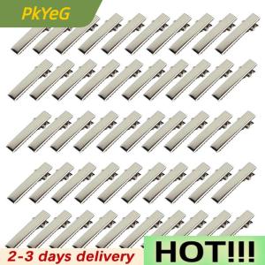 PkYeG 50PCS Fashion Silver Flat Metal Hair Clips Prong Flat Hair Clips Metal Hairpin