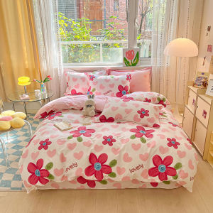 100% 100% Cotton Twill Duvet Cover Single Piece Pure Cotton Quilt Cover Single Double Cartoon Student Dormitory Duvet Cover Bedding Three-Piece Set LZD