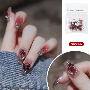 PINPAI Elegant AB Color White Camellia Flower Nail Decorations Rhinestones Crystal Gold Silver Beads Nail Art Decoration Accessories