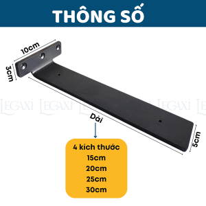 Bộ 2 giá đỡ kệ chữ T dày 5mm pát sắt đỡ kệ gỗ ke treo tủ tường decor trang trí Zaba