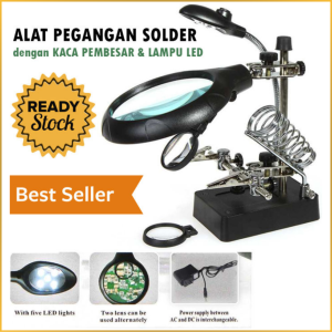 PROMO Taffware Stand Holder Dudukan Solder Listrik Lengkap Penjepit PCB ampu led kaca pembesar Lampu