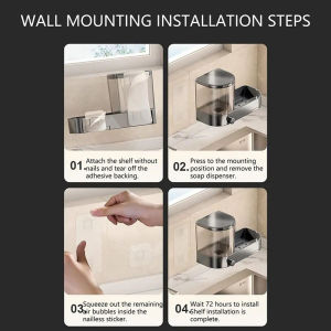 Ginca With Drain Tray Wall Mounted Soap Dispenser With Sponges Holder Hand Press Dishwashing Liquid Holder Large Capacity Waterproof