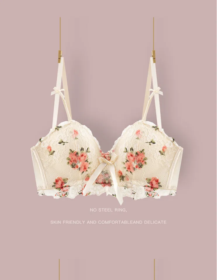32-38A,B Cup Bra With Small Breasts No Rims Gathering Anti-Sagging