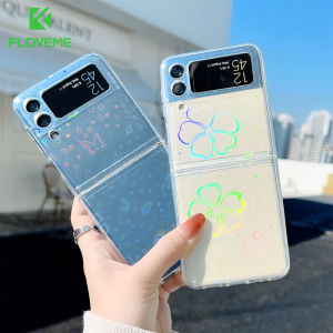 FLOVEME Laser Phone Case For Samsung Galaxy Z Flip 4 Flip 3 5G Transparent Luxury Hard PC Clear Shockproof Back Cover For Galaxy Z Flip 4 Flip 3