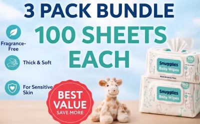 Gentle & Hypoallergenic Snugglies Baby Wipes - 3-pack Bundle -Imported | USA