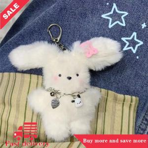[COD] Dễ thương búp bê sang trọng túi quyến rũ cô gái phụ kiện trái tim Keychain chuyến bay thỏ con chó con Keychain với vòng cổ và kẹp tóc