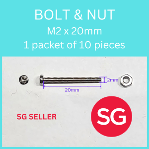 Ready stock in SG. M2 x 20mm Bolts (10pieces) and M2 Nuts (10pieces). * FREE M2 Washer (10pieces)