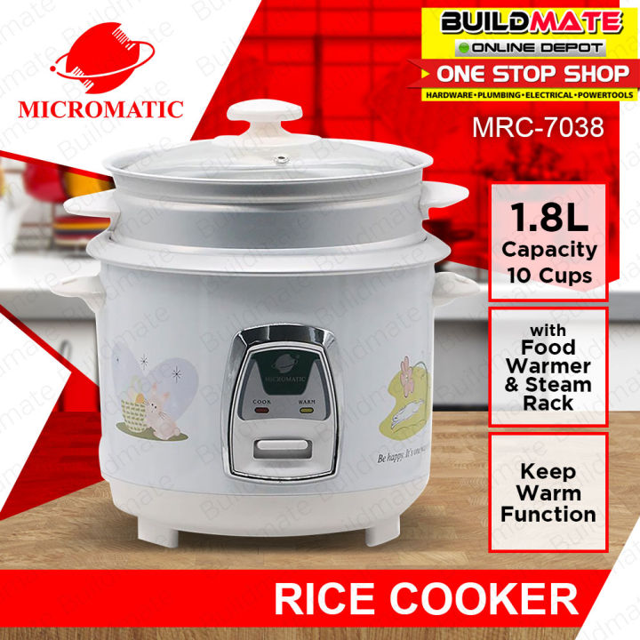 MICROMATIC Rice Cooker with Steamer 1.8L 10 CUPS MRC7038 BUILDMATE