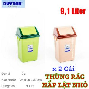 Combo 2 Thùng rác nắp Lật cao cấp Duy Tân Loại Nhỏ 9 Lít/ Cái