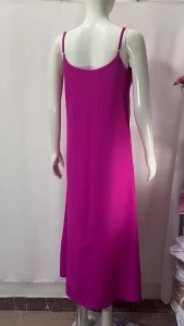2024 Foreign Trade Cross-Border New Product  Independent Station Solid Color Sling Long Large Hem Fashion Casual Dress Women ㏇L0514