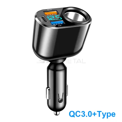 Seametal 66W sạc điện dùng trên xe hơi Qc3.0 + Pd sạc nhanh Nhẹ Hơn Splitter Với Màn hình LED kỹ thuật số Phổ Quát Cho Điện Thoại