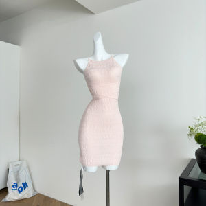 Women 2026 Summer Hollow Out Waist Tie Tank Dress Slim Knit Dress