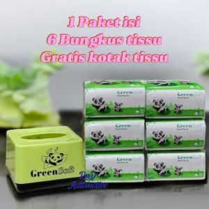 Tisu Panda 6 Pack Green Soft Facial Pop Up isi 130 Sheets 2Ply Tissu Serbaguna FREE Kotak Tissue
