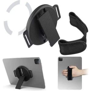 2 in 1 360 Degree swivel Rotating Rotation Adjustable Tablet Pad Tab Stand with Velcro Hand Palm Strap Grip Holder Stand