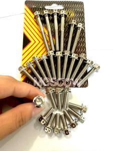 BAUT PROBOLT BLOK NINJA BAUT BLOCK NINJA GOLD FLOWER BAUT BLOK MESIN NINJA FLOWER FULL SET 28 BIJI BAUT PROBOLT MESIN NINJA R RR IMPORT THAILAND