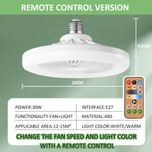 Ceiling Fans with Lights 2 in 1 multi-function LED fan light with remote control LED Ceiling Fan Light Bulbs for Garage Closet Laundry Room 35W White Bright Fan Light E27 Socket Enclosed Ceiling Fan Lighting