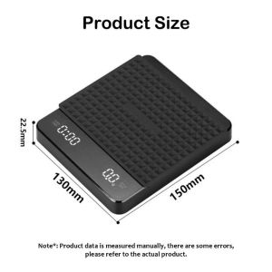 Coffee Scale Rechargeable Mini Scales Black Digital Kitchen Scale Waterproof Food Weight Scale Light