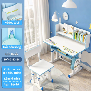 Bộ bàn học nâng hạ cho trẻ em tại nhà có thể chỉnh độ cao lưu trữ đa năng cho trẻ 6-18 tuổi.