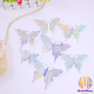 MegaMate DIY ผีเสื้อกระดาษ ติดแบบกาว 2 หน้าก้ได้ ของแต่งห้อง แต่งผนัง เครื่องประดับ 3D Butterfly