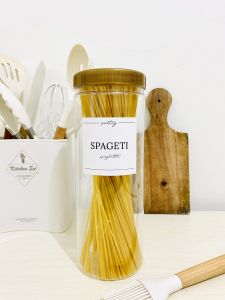 Toples Bumbu Dapur Estetik Tutup PUTH & GOLD 1500 ml - FREE Stiker & Sendok Kayu