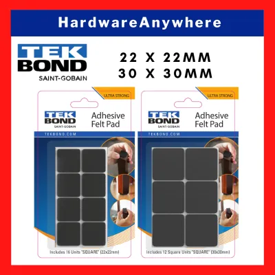 TEKBOND Adhesive Black / White Square Felt Pads 22x22mm / 30x30mm Protects furniture from scratches and damages