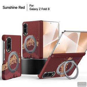 Case Compatible with for Samsung Galaxy Z Fold 8 Ultra / 8 (Color : Orange) Magnetic Matte Premium Pattern Bumper Back With Built‑in Magnetic Stand Case