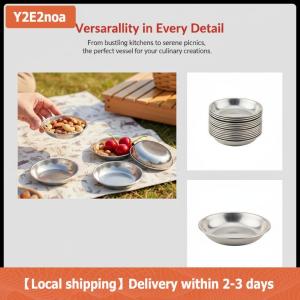 【Local shipping】 Premium Stainless Steel Sauce Dishes 9CM Round Bowls for Seasoning Dip Snacks Dipping Plates for Home and Restaurant Use 5/10PCS