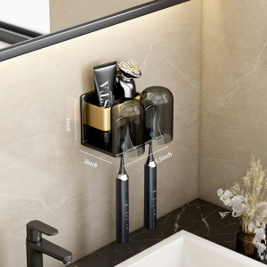 TopPillow Light Luxury Toothbrush Holder Waterproof Free Punch Electric Toothbrush Rack Wall-mounted Cosmetic Storage Rack