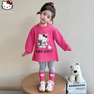 Christmas gifts Halloween Hello Kitty Girls Spring and Autumn Cartoon Hoodie Sanrio New Style Girls Fashion Sweet Sweatshirt Set Casual Comfort Leggings