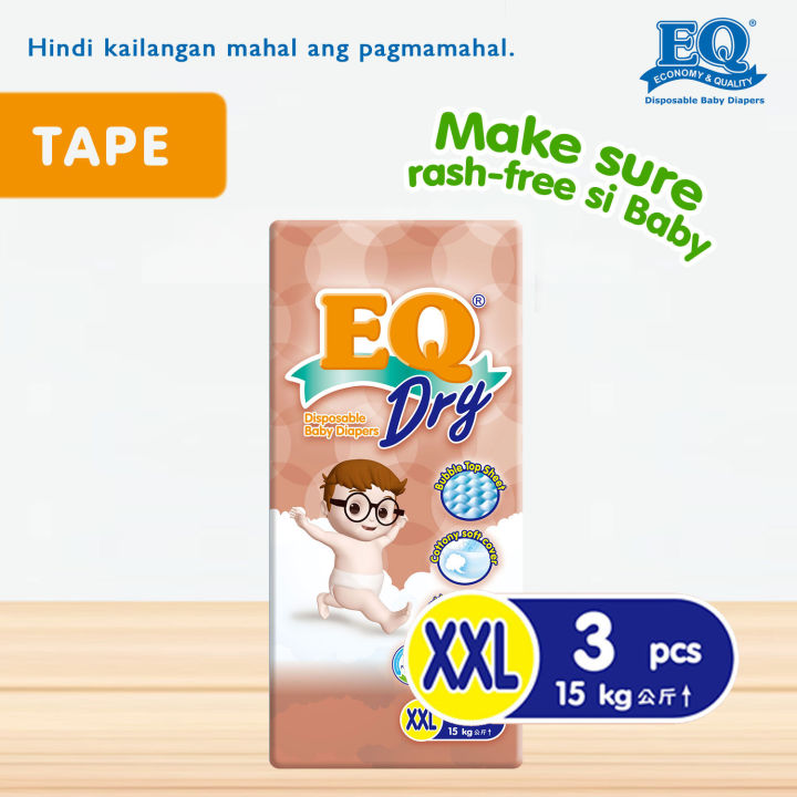 EQ Dry Mini Pack XXL (1216 kg) 3 pcs x 1 pack (3 pcs) Tape Diapers