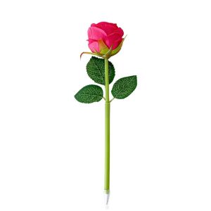 OWNNEW 3-inch Rose Flower Pen Animal Patterns 2-Grids Rose Ballpoint Pen Cute with Keychain Simulated Rose Pen Gift