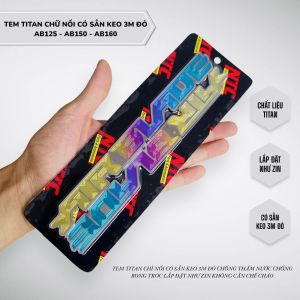 Tem titan chữ nổi AB125 AB150 AB160g lo bị phai màu có sẵn keo 3M loại tốt chống bong tróc