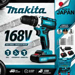 MAKITA 168V Impact Drill Cordless drill Original electric drill household rechargeable electric screwdriver hand drill toolboxset Electric tool