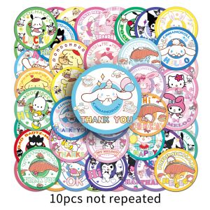 50PCS pusingan Sanrio lencana kartun kalis air pelekat Kuromi Pochacco Hello Kitty pelekat meterai comel