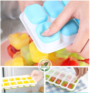 Khay Làm Đá 14 Ô Bằng Silicon Đế Mềm Dễ Tháo Gỡ Làm Đá - Có Nắp Dễ Dàng Lấy Đá