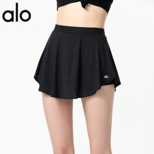 Al0-yoga European and American Style Fake Two-Piece Sports Shorts for Women Anti-Exposure Running Loose Jacquard Yoga Fitness Casual Outer Wear Skirt Shorts  -alo