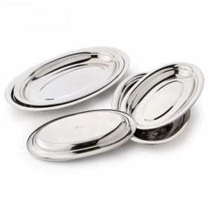 Dĩa cá inox khay đựng inox oval kiểu Âu dày - dĩa hột xoài dày sáng bóng cao cấp dùng để đựng cá hấp