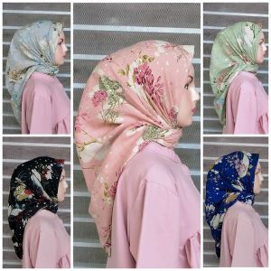 Hijab Segi Empat Denay Motif Bunga Series Voal Jilbab Seragaman Terbaru