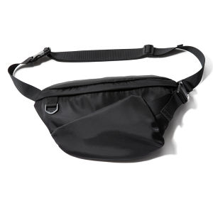 MOYYI Korean Black Nylon Phone Waist Pouch Bag Men Waterproof 7.9 Inch iPad Mini Travel Sport Cross Body Chest Bag Fashion Shoulder Sling Bags for Man Women