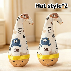 【Ship IN 12H】 KEBIDU 2PCS Wooden Wobble Cat Tumbler Toy with Feathers Self-Rocking Pet Interactive Toy Scratch- and Bite-resistant Safe Teething Relief Boredom Buster for Indoor Cats