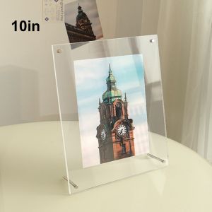 【SG】6in 8in 10in Clear Acrylic Photo Frame Minimalist Photocard Display Stand Desktop Home Decor