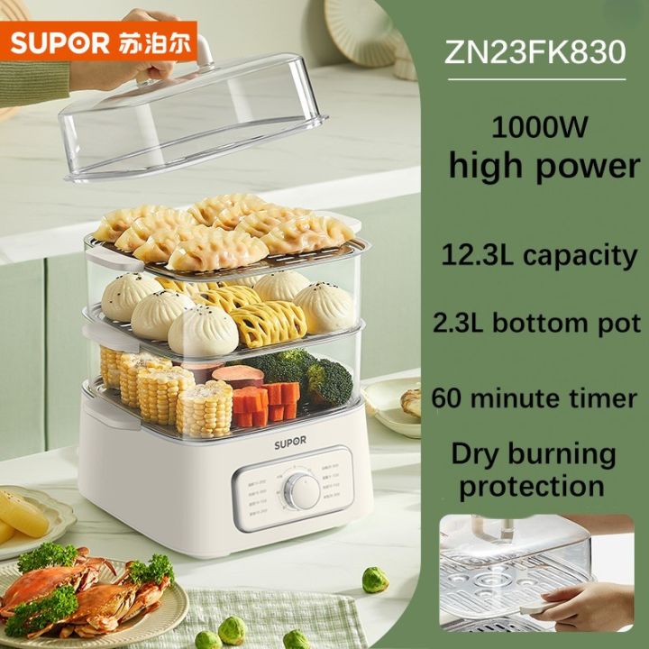 SUPOR Electric Steamer Integrated Household Multi Functional Electric  Cooker Three Layer Large Capacity Electric Stew Pot ZN23FK830  Lazada PH