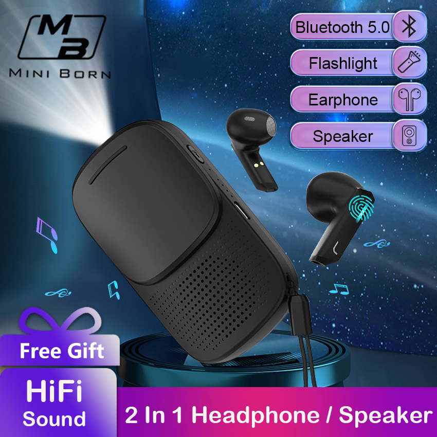 Mini Born TWS oortelefoon Draadloze luidspreker 2 in 1 Bluetooth 5.0 Half-oortelefoon Sportoordopjes LED-display Headsets HIFI Stereo Handsfree oordopjes_voghion.com