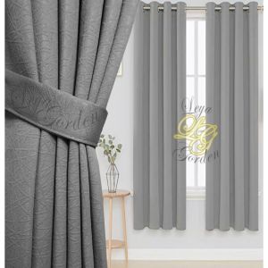 Gorden Blackout polos import tebal 12 gelembung varian warna abu tua krem coklat