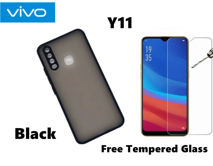Amazon Vivo Y11 Back Cover Glass Tempered Glass Back Cover Case