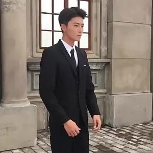 Men 3-Piece Suit Set Slim Fit Korean Style Wedding Business Holidays Cotton Multi-Size