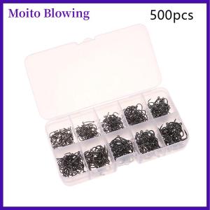 Moito 100-500PCS Fishing Hooks Set High Carbon Steel Sharp Durable Barbed Fishhook Rock Fishing Equipment Gear Tackle Accessories